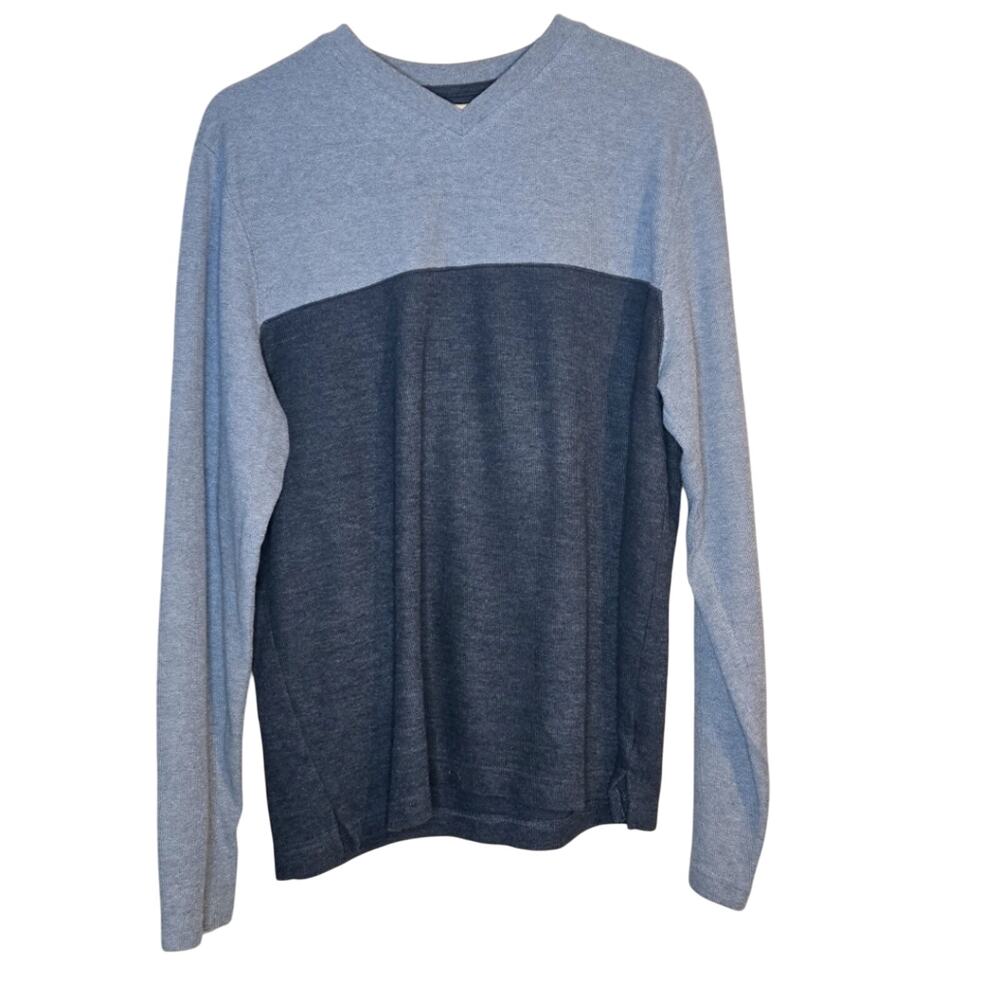 Faded Glory Men's Large (42-44) Two-Tone Black/Grey Long Sleeve Shirt [0210]